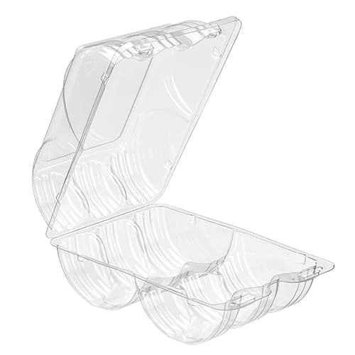 Inline SureLock Clear Hinged Plastic 6 Count Donut Rectangle Container - Image 2