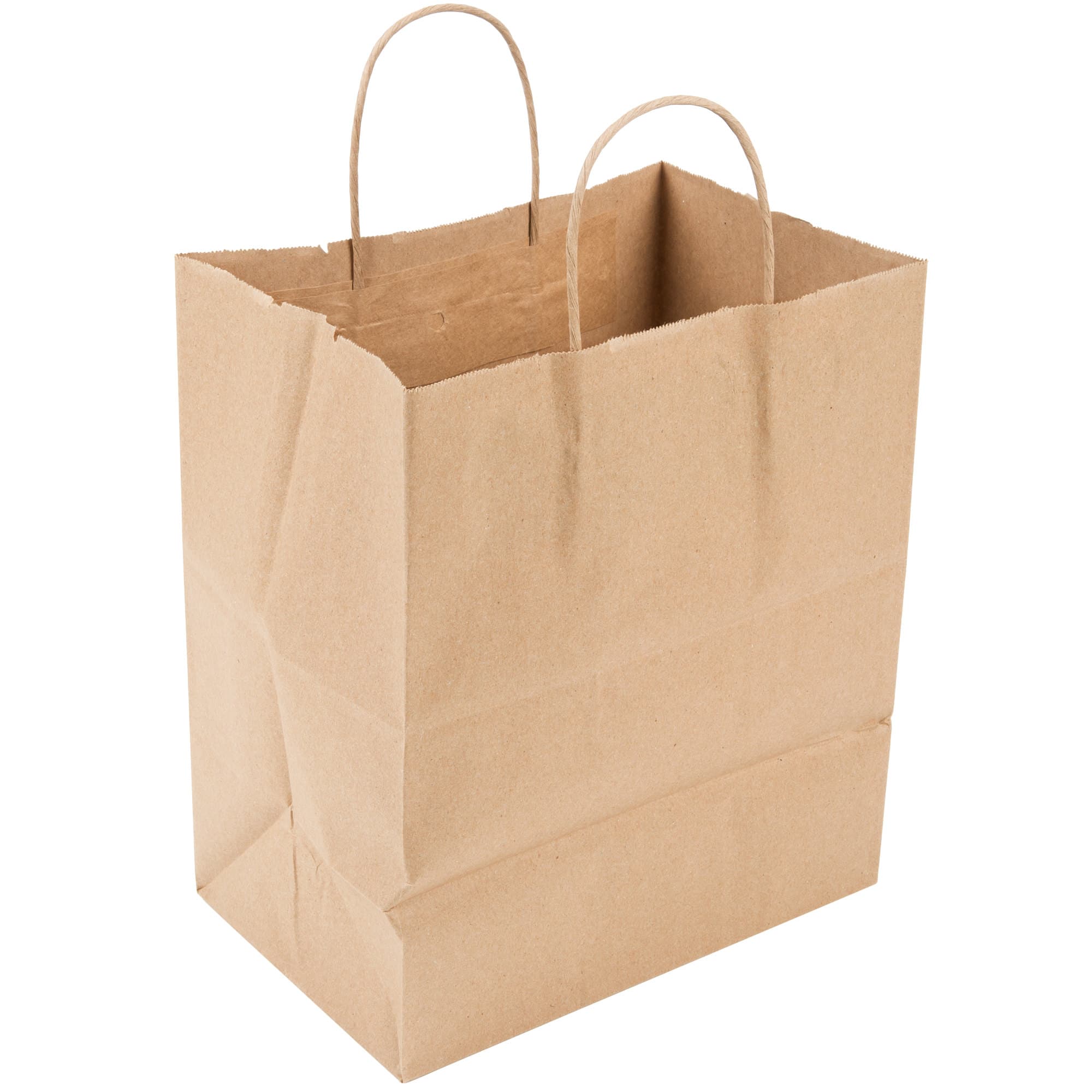 Bistro Natural Kraft Paper Shopping Bag with Handles 10" x 6.5" x 12" - Image 3