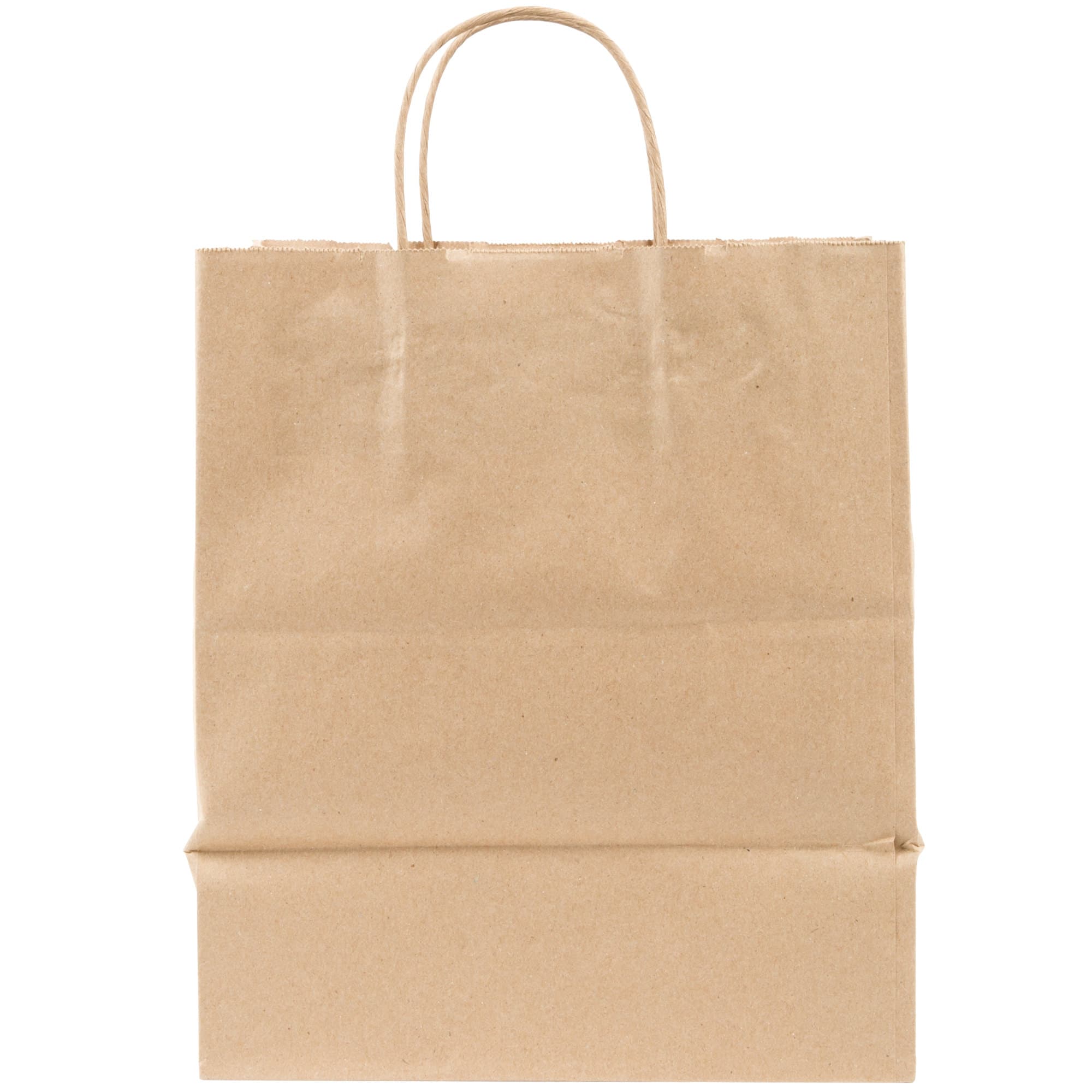 Bistro Natural Kraft Paper Shopping Bag with Handles 10" x 6.5" x 12" - Image 4