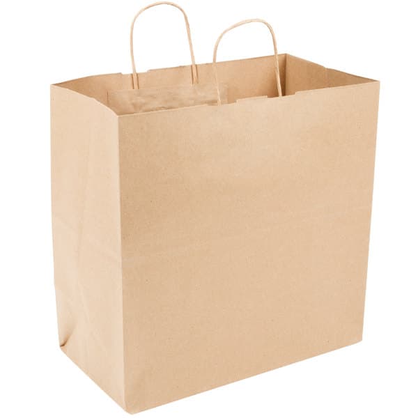 Junior Natural Kraft Paper Shopping Bag with Handles 13" x 7" x 13" - Image 3