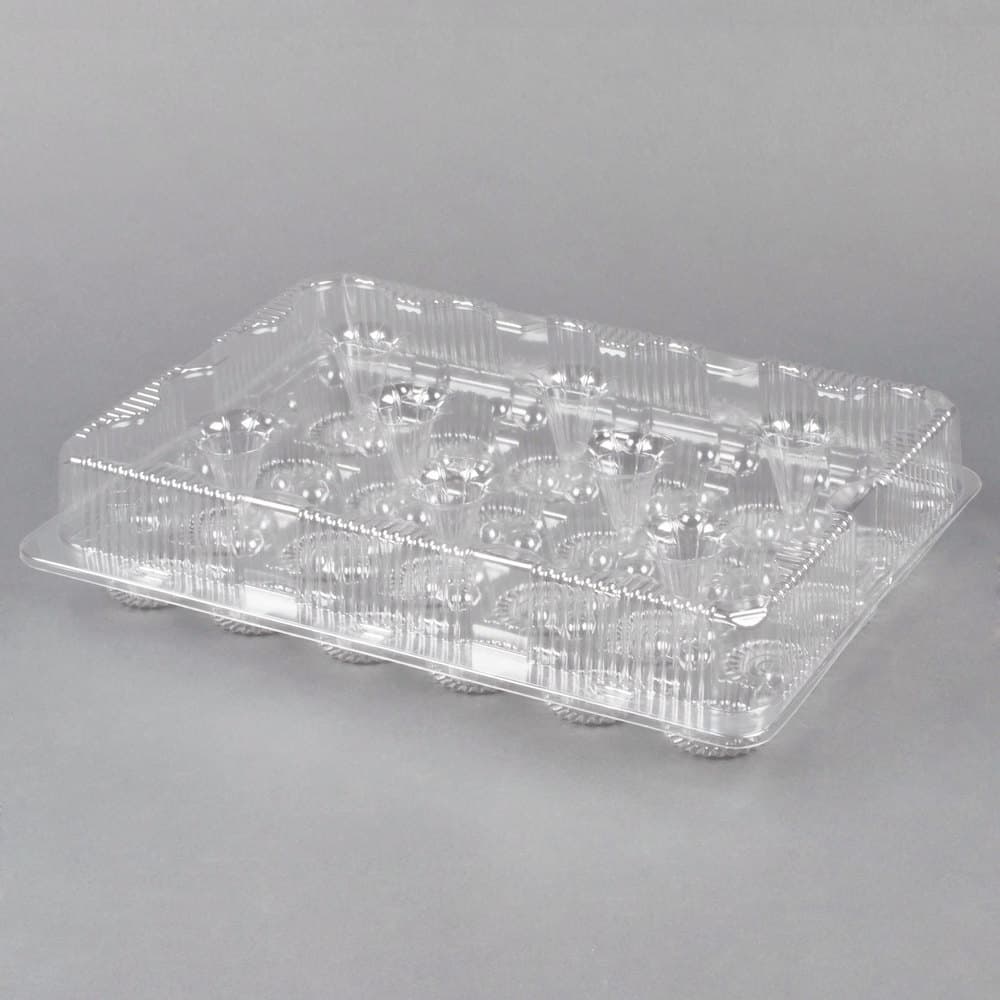 Polar Pak 24 Compartment Clear Hinged Cupcake / Muffin Takeout Container - Image 2