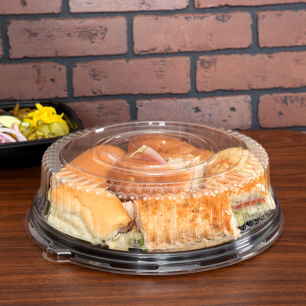 Polar Pak 12" Ebony® 2 Base Black PET Catering Tray - Image 4