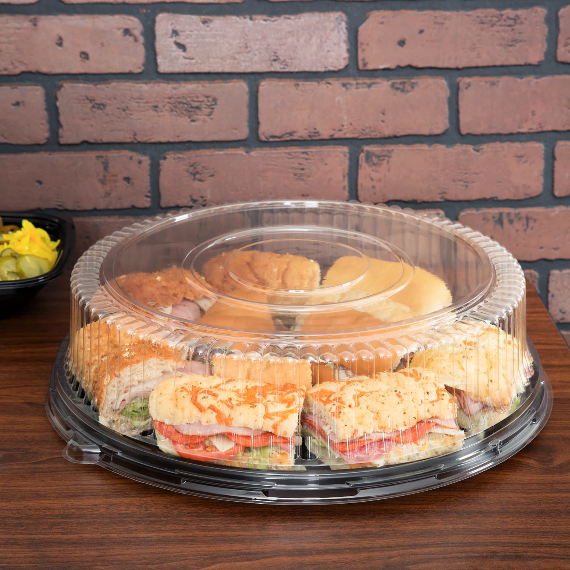 Polar Pak 16" Ebony® 2 Base Black PET Catering Tray - Image 5