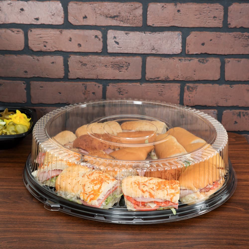 Polar Pak 18" Ebony® 2 Base Black PET Catering Tray - Image 5