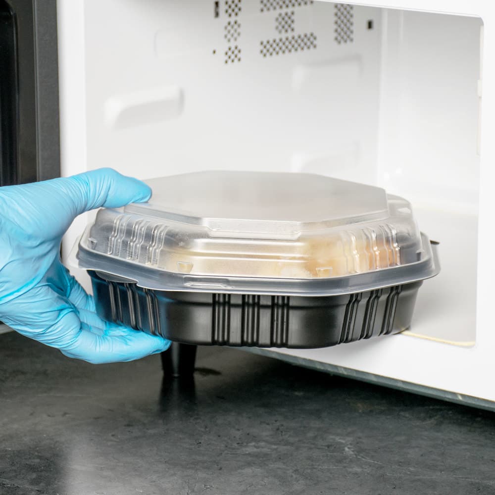 Dart Solo Creative Carryouts OctaView Supreme 9" Black Microwaveable Plastic Hinge Container - Image 6