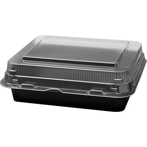 Solo Creative Carryouts Black/Clear Medium Snack Box PS Plastic Hinged Container - Image 2