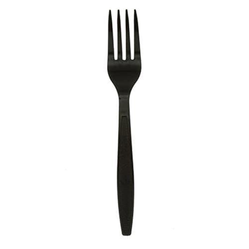 AmerCare Black Heavy Weight Plastic Fork - Image 2