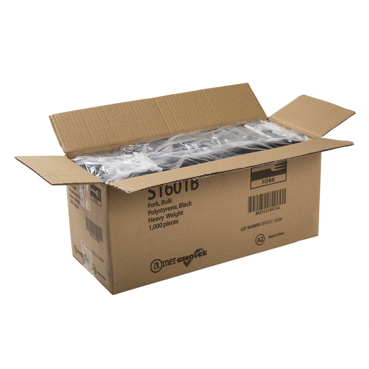 AmerCare Black Heavy Weight Plastic Fork - Image 4