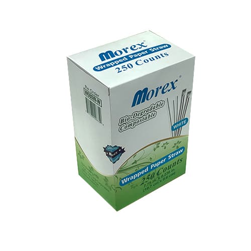 Morex 7.75" White Paper Wrapped Paper Straw - Image 3