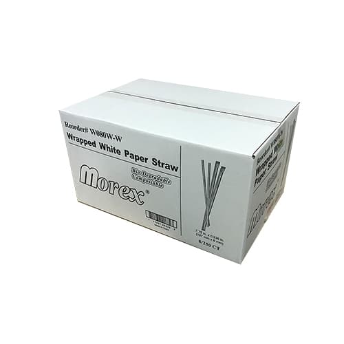 Morex 7.75" White Paper Wrapped Paper Straw - Image 4