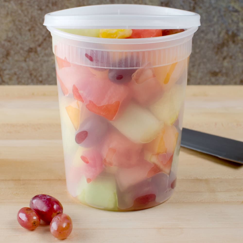 32 oz. Translucent Round Hi-Heat Microwavable Deli Container With Lid - Image 5