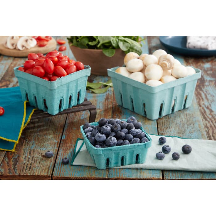 Pactiv 1 Quart Green Molded Pulp Berry / Produce Basket - Image 4