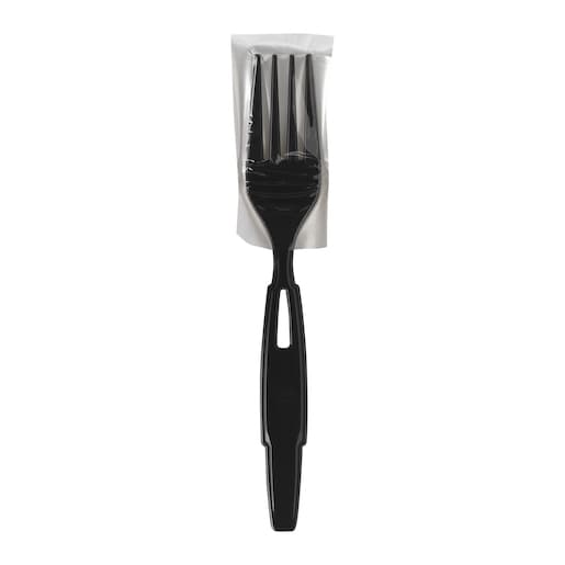 Dixie Ultra® Smartstock® Series-W Black Heavy Weight Polypropylene Plastic Wrapped Fork