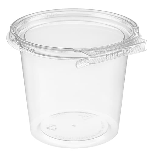 Inline Safe-T-Fresh Clear 24 oz. Tamper-Resistant, Tamper-Evident Round Container with Flat Lid