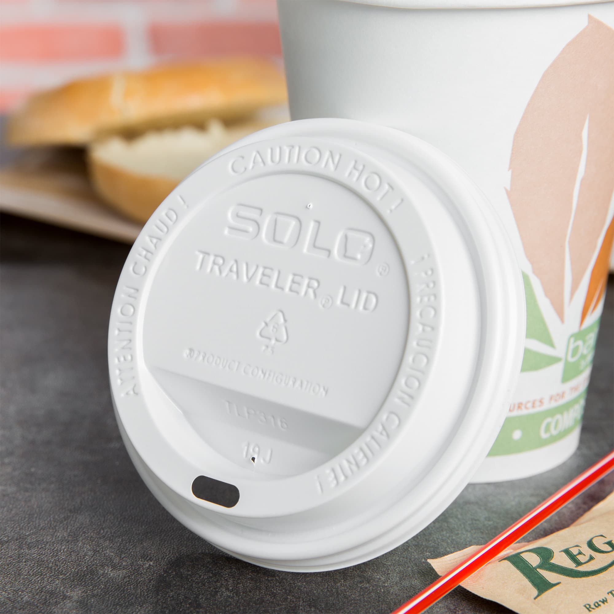 Solo TLP316-0007 Traveler White Dome Hot Cup Lid with Sip Hole