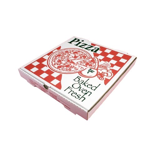 12" x 12" x 2" White "Baked Oven Fresh" Corrugated Pizza Box