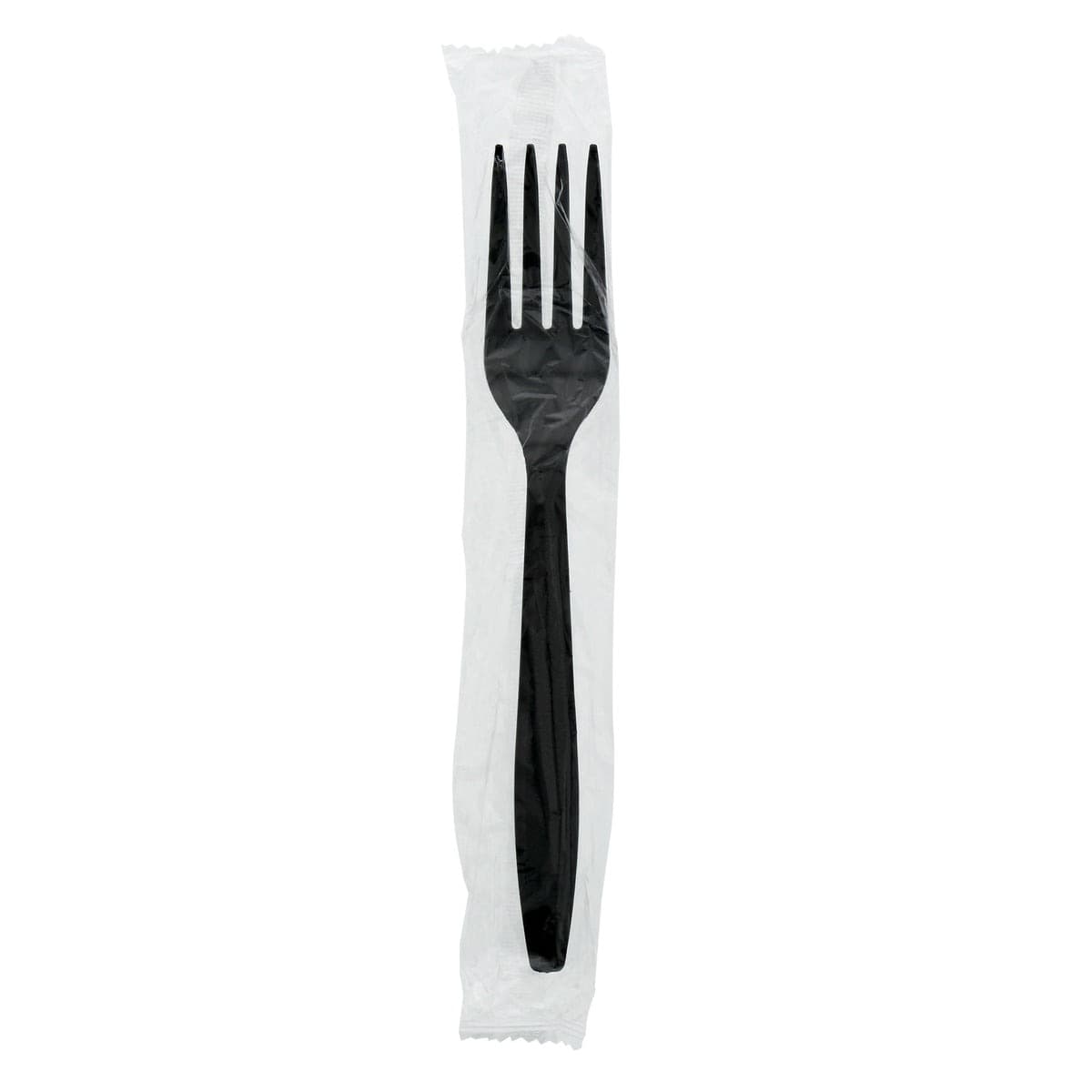 AmerCare Individually Wrapped Black Heavy Weight Plastic Fork