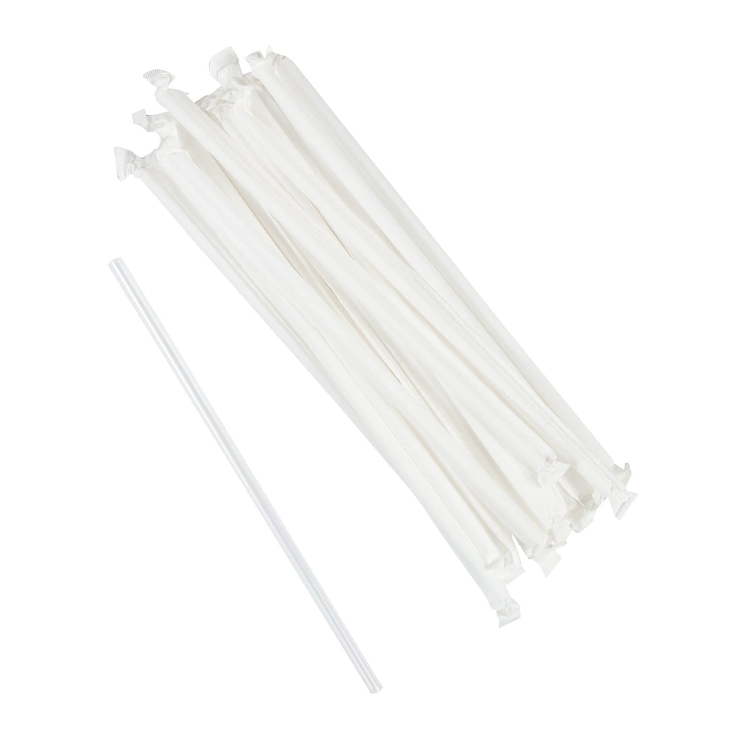 AmerCare Royal 10.25", Giant Clear Wrapped Plastic Straw