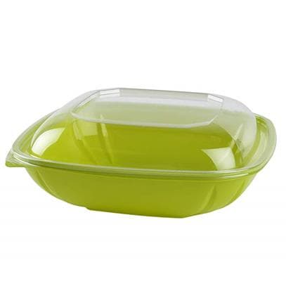 Fineline 15346L-L Super Bowl Plus Clear Dome PET Plastic Lid for 32, 48, & 64 oz. Large Square Bowl