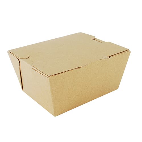 Southern Champion 4 3/8" x 3 1/2" x 2 1/2" Kraft Microwavable Folded Paper #1 Take-Out Container