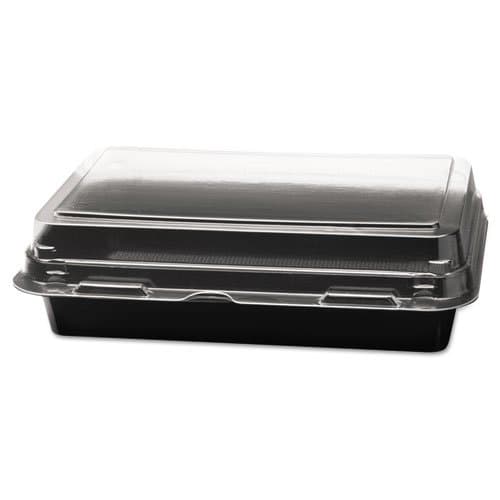 Solo Creative Carryouts Black/Clear Medium Deli Box PS Plastic Hinged Container