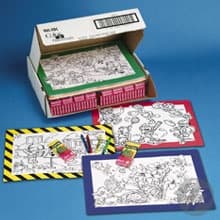 Hoffmaster 326190 10" x 14" Kids Color Me Double Sided Interactive Placemat Combo Pack with Crayons - Image 14