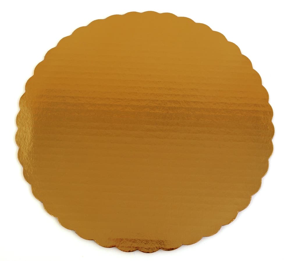 Southern Champion 12" Scalloped Metallic Gold Cake Circle