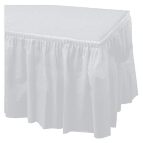 Hoffmaster 110010 White Plastic Table Skirt 14' x 29" - Image 2