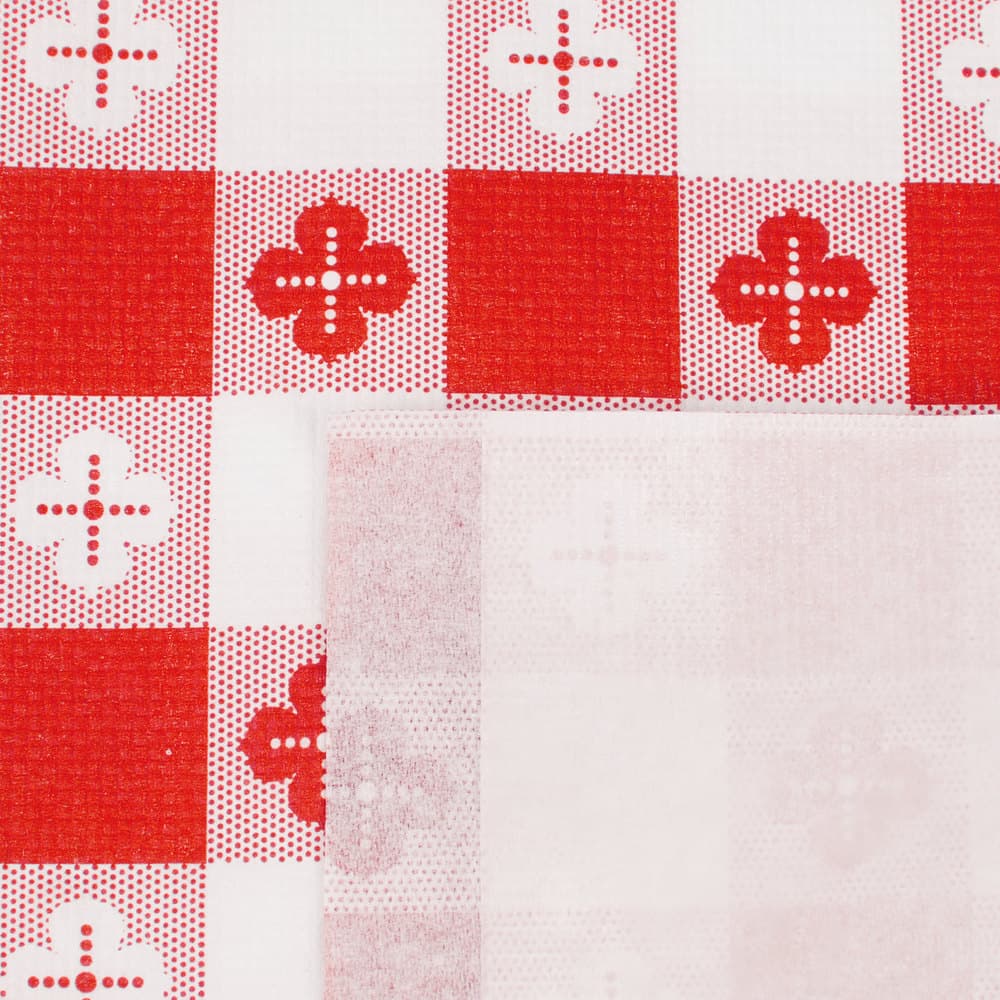 Hoffmaster 220670 54" x 108" Red Gingham Cellutex Tissue / Poly Paper Table Cover - Image 4