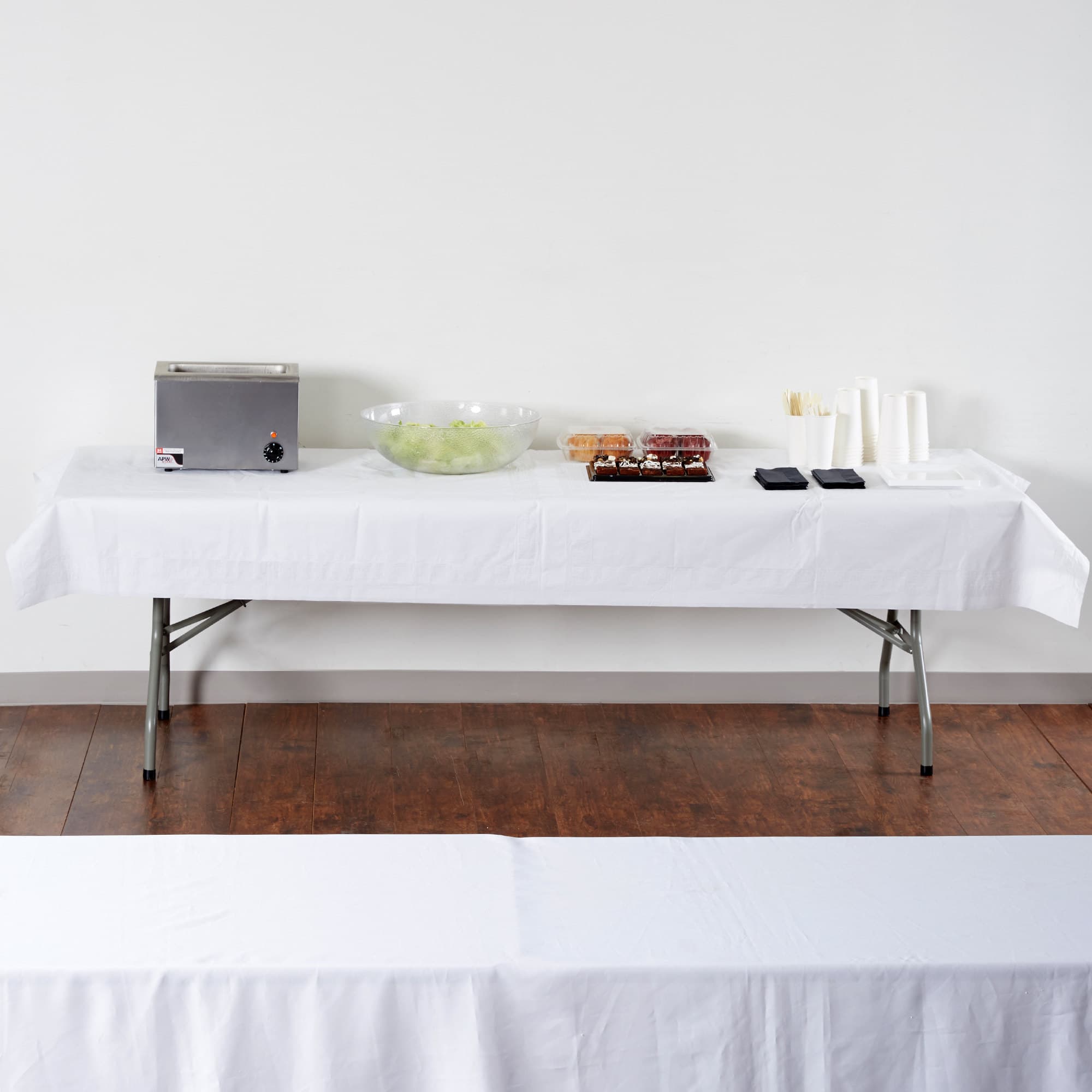 Hoffmaster 210130 54" x 108" White Cellutex Tissue / Poly Paper Table Cover - Image 3