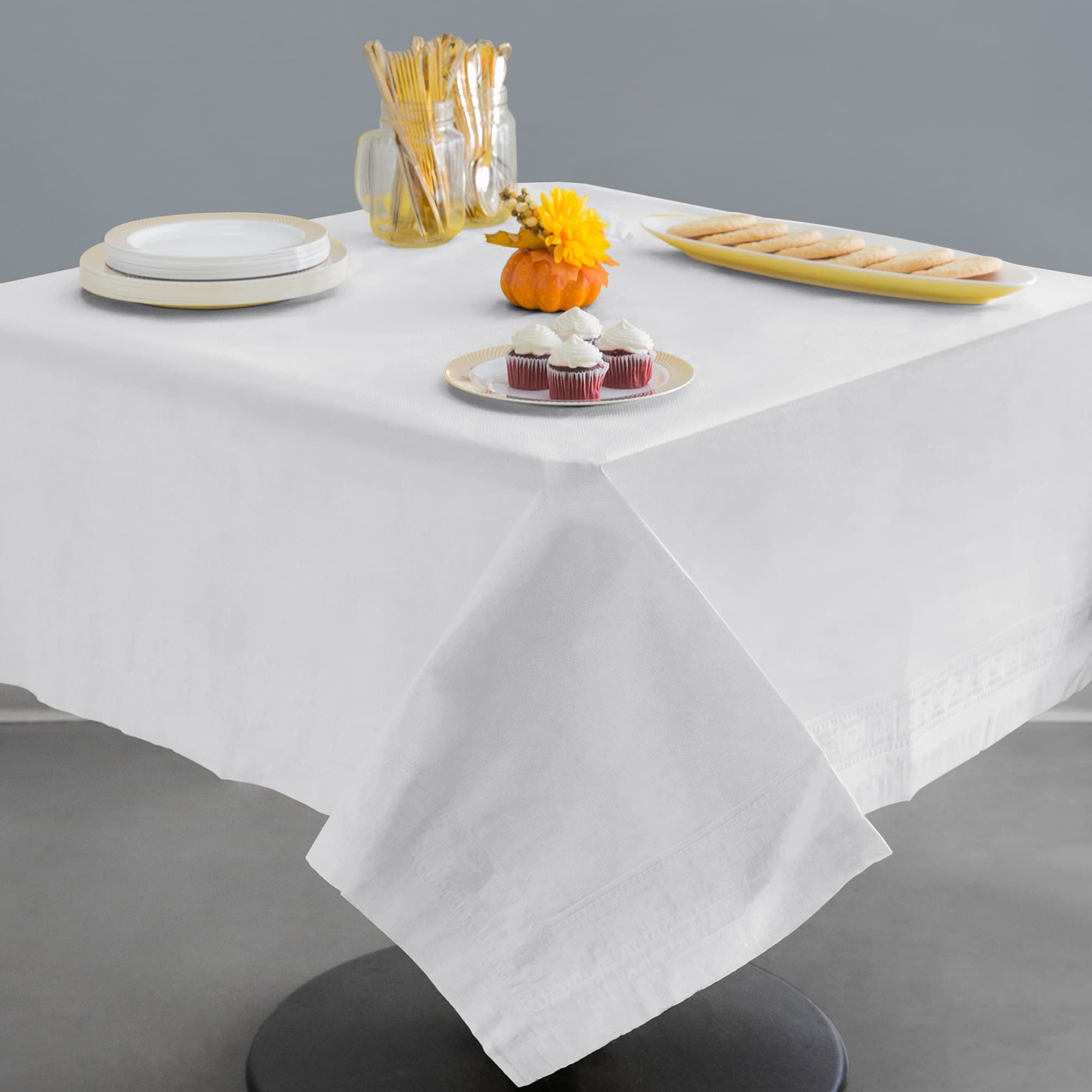 Hoffmaster 210046 54" x 54" White Cellutex Tissue / Poly Paper Table Cover - Image 3