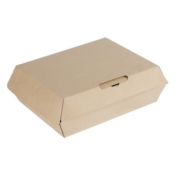 Sabert Medium 8" x 6" Corrugated Kraft Clamshell Take-Out Box - Image 4