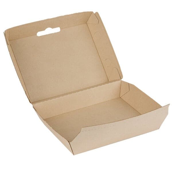 Sabert Medium 8" x 6" Corrugated Kraft Clamshell Take-Out Box - Image 5