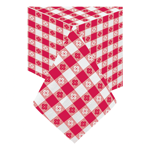 Hoffmaster 220670 54" x 108" Red Gingham Cellutex Tissue / Poly Paper Table Cover