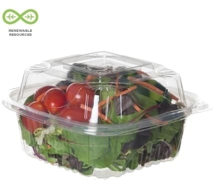 6" x 6" x 3" Clear Compostable Clamshell