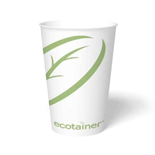 12 oz Compostable Paper Hot Cup, White
