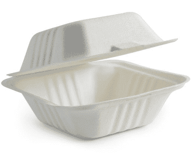 6" x 6" x 3" Fiber Clamshell, 1-Compartment