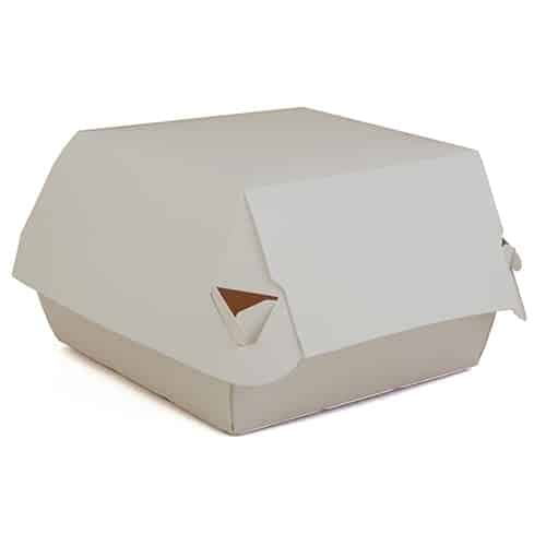 4.5 x 4.5" Clay Coated Hamburger Clamshell, White