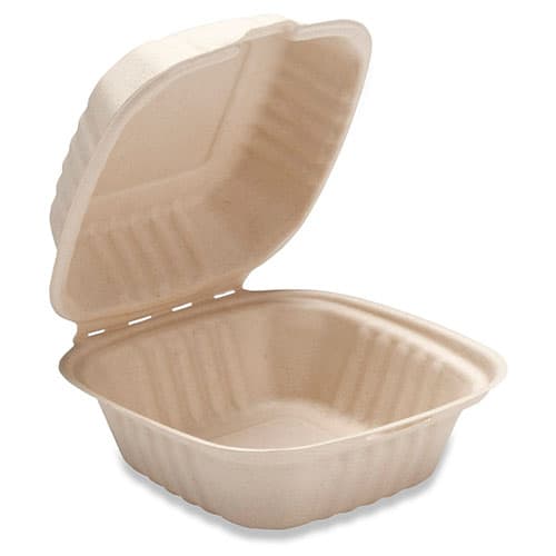 6" x 6" x 3" Fiber Clamshell, 1-Compartment