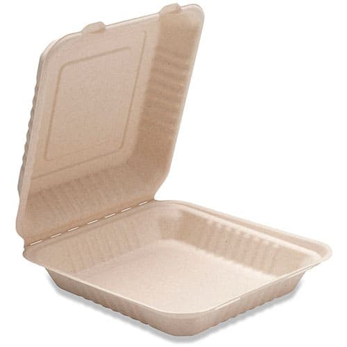 8" x 8" x 3" Fiber Clamshell, 1-Compartment