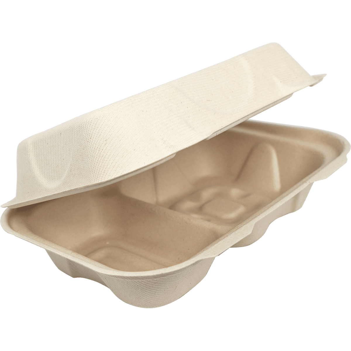 9" x 6" x 3" Fiber Clamshell, 2-Compartment