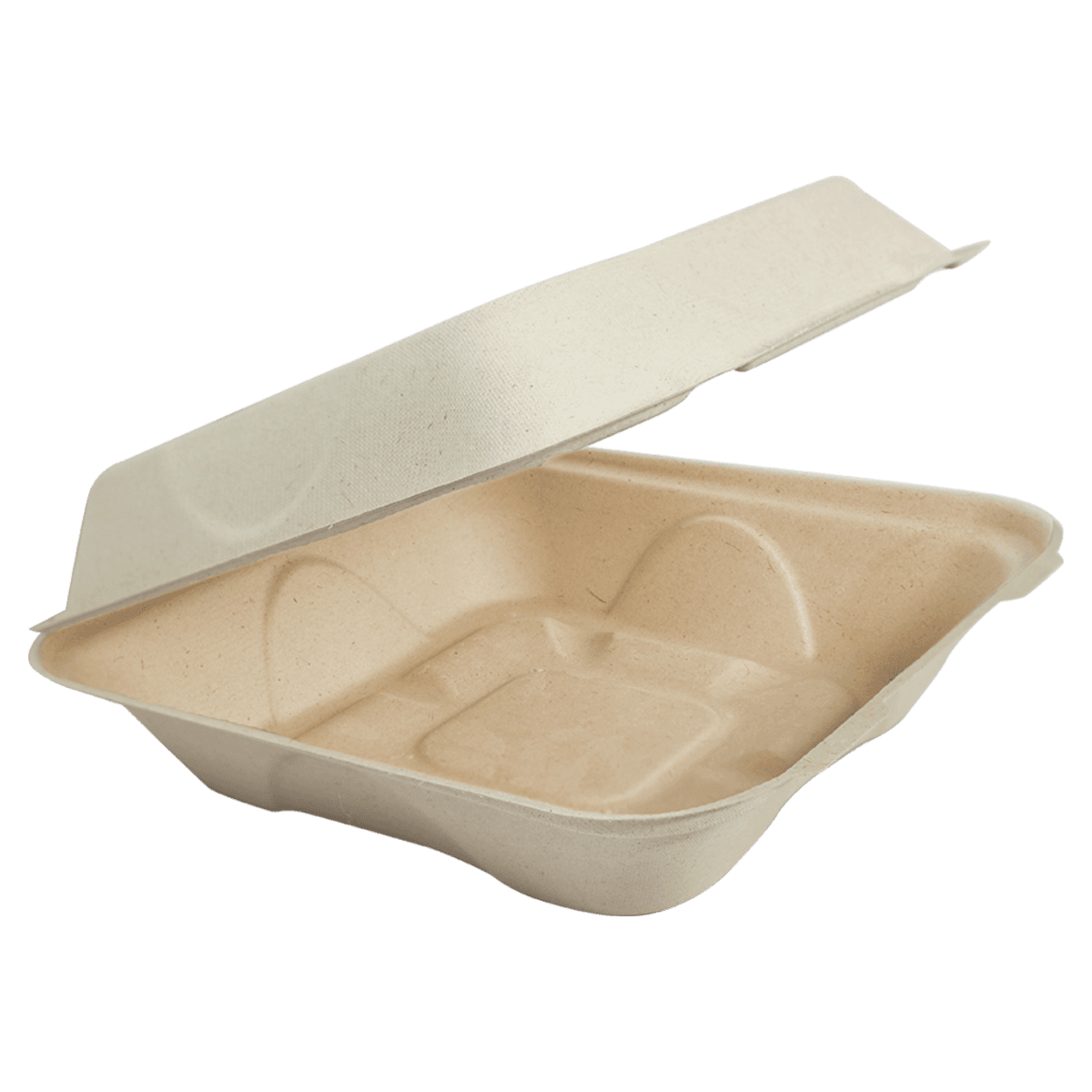 8" x 8" x 3" Fiber Clamshell, 1-Compartment