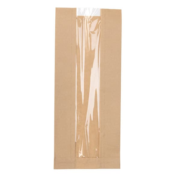 8" x 4" x 14" Kraft Window Round Loaf Panel Bag