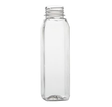 12 oz Tall Square PET Clear Juice Bottle