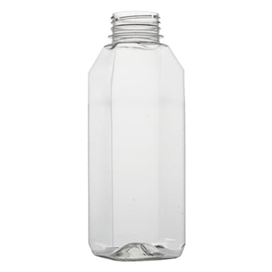 16 oz Tall Square PET Clear Juice Bottle