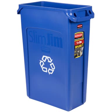 blue recycling bin