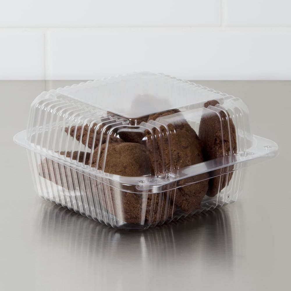 Dart StayLock Clear Hinged Plastic 6" Square Container