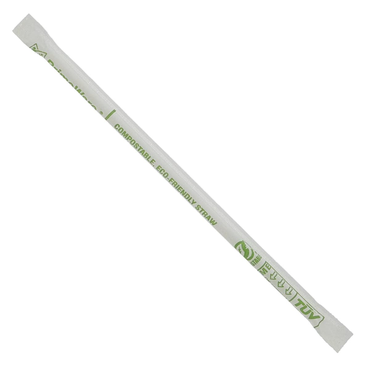 AmerCare 7.75", Jumbo Clear Paper Wrapped Compostable Cellulosic Straw, 24/