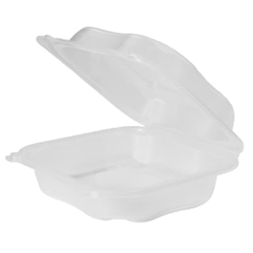 Genpak Clover Clear 8.35” x 8.32” x 2.88" Large Hinged Container