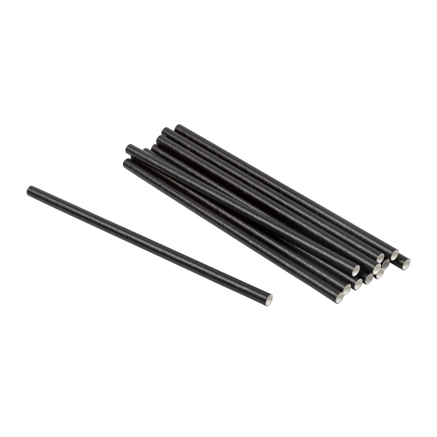AmerCare Royal 5.75" Unwrapped Black Paper Cocktail Straw